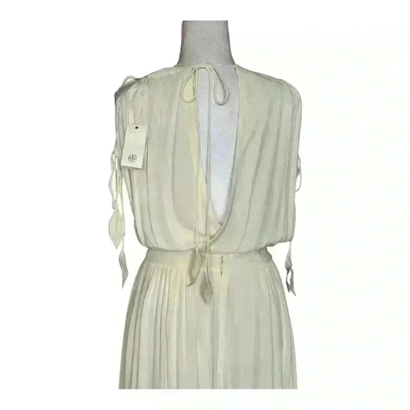 Tory Burch NWT Evalene Ivory Cold Shoulder Crepe Maxi Dress Size 2 - Picture 8 of 11